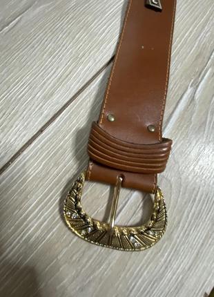 Кожаный винтажный ремень винтаж длинна 91см, ширина 5,8см