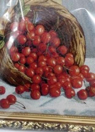 Картина гобелен "кошик з вишнями",4 фото
