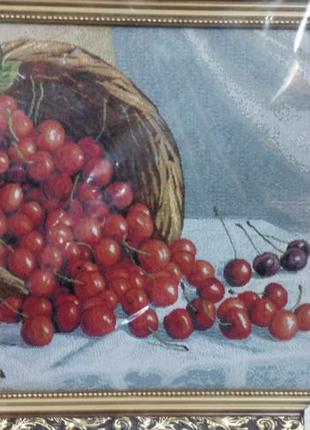 Картина гобелен "кошик з вишнями",6 фото