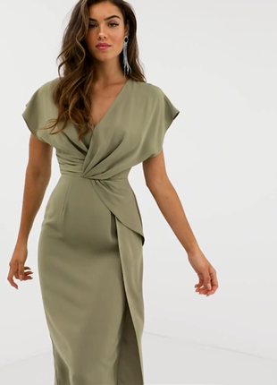 Розпродаж плаття asos міді з декоративним вузлом і драпіруванням спереду2 фото