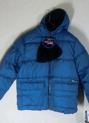 Зимова брендова тепла куртка+шапка2 фото