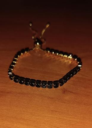 Утонченный браслет с черными камнями3 фото