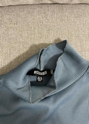 💙водолазка xs/s на завязках от missguided xs/s базовый топ блуза водолазка гольф на завязках с открытой спинкой в рубчик блуза3 фото