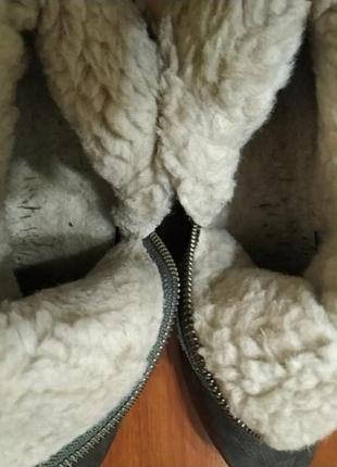 Ботинки сапожки сапоги женские кожа зима мех овчина кожаные осень весна теплые каблук низкий ход10 фото