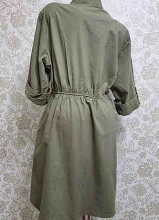 Платье цаета хаки коттоновое размер 48-503 фото