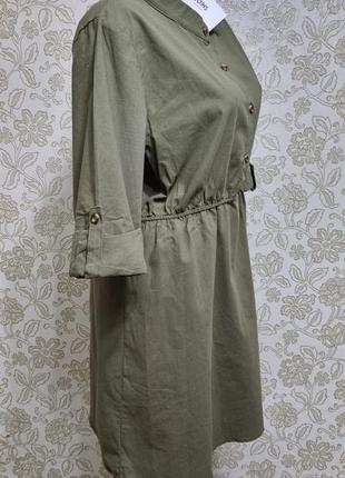 Платье цаета хаки коттоновое размер 48-502 фото