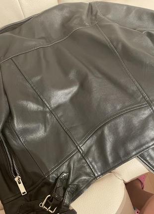 Байкерская куртка из натуральной кожи zara