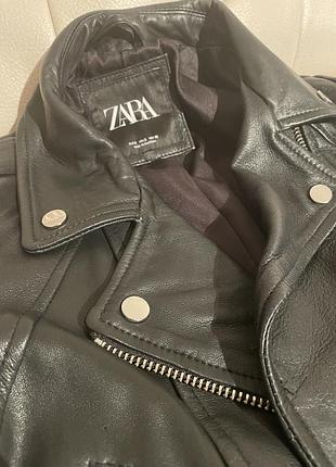 Байкерская куртка из натуральной кожи zara