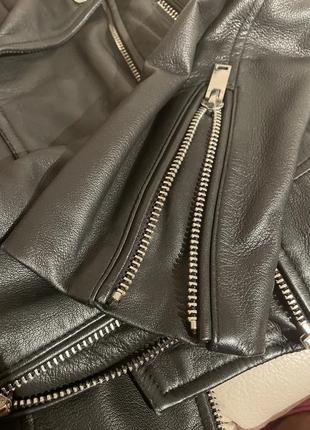 Байкерская куртка из натуральной кожи zara