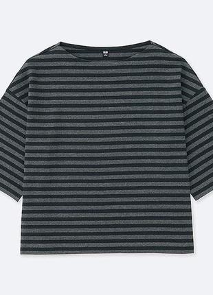 Сіра смугаста футболка з подовженим рукавом uniqlo 🛍️1+1=3🛍️