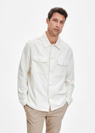 Мужская куртка-рубашка из буклированной ткани мужская белая рубашка оверсайз1 фото