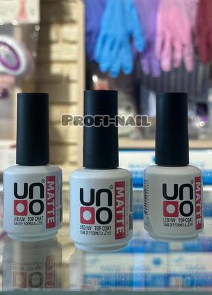 Uno matte top coat — матове верхнє покриття без липкого шару для гель-лаку (15 мл.)