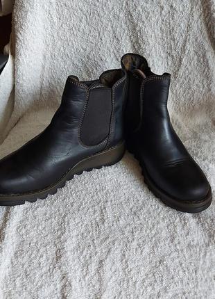 Сапоги ботинки челси fly london 37p черные кожаные1 фото