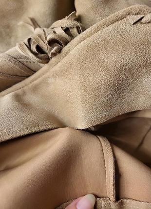 Жакет эко-замша висюльки бахрома пиджак курточка замш коричневая наездница жокей 4210 фото