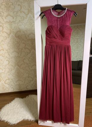 Елегантна бордова сукня в підлогу6 фото