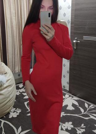 Сукня міді з відкритим плечем (10622) 4
