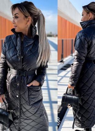 Куртка длинная с поясом пальто