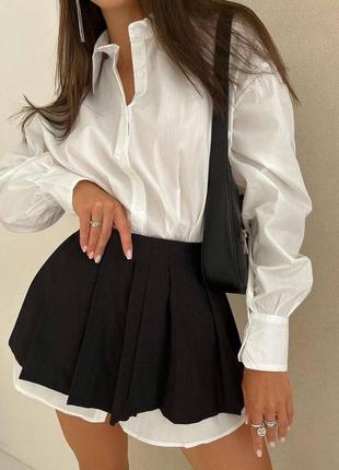 Комплект рубашка+мини юбка ⚜️ стильный осенний комплект 20236 фото