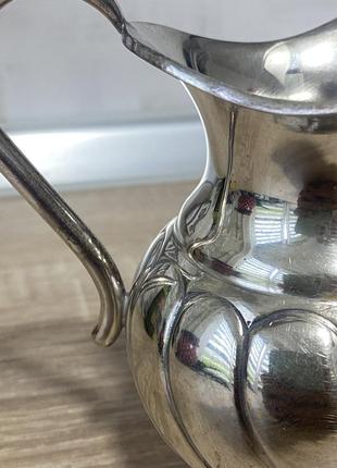 Вінтажний молочник сріблястий срібного кольору ємність ваза скарбничка вінтаж старовинний ретро раритет чашка3 фото