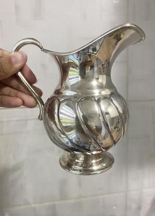Вінтажний молочник сріблястий срібного кольору ємність ваза скарбничка вінтаж старовинний ретро раритет чашка1 фото