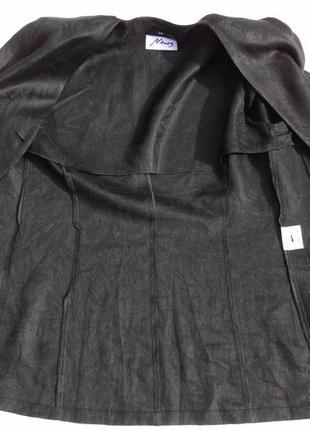Льняной чёрный пиджак, тренч, жакет с коротким рукавом и принтом чёрное на чёрном.2 фото