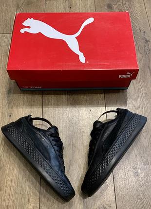 Кроссовки сникерсы чёрные кожаные базовые на платформе puma (оригинал)