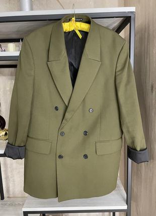 Піджак жакет хакі оверсайз зелений трендовий класичний кежуал1 фото