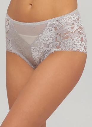 Женские кружевные трусики высокая посадка серый xl