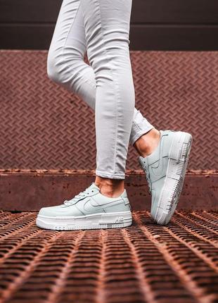 Nike air force pixel mint, женские кожаные кроссовки, цвет мята