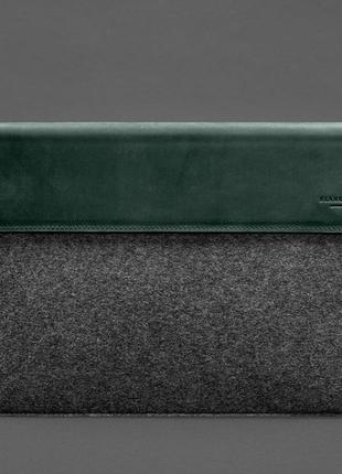 Чехол-конверт с клапаном кожа фетр для macbook 16 зеленый crazy horse