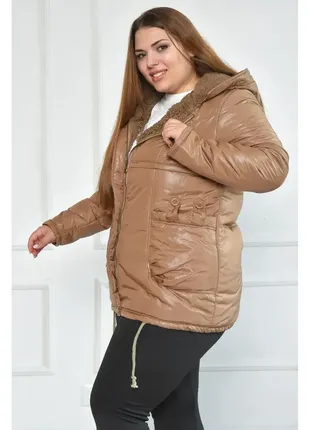 ♥️ модная теплая куртка с меховым утеплителем размер 2xl