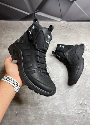 Кожаные зимние мужские черные ботинки2 фото