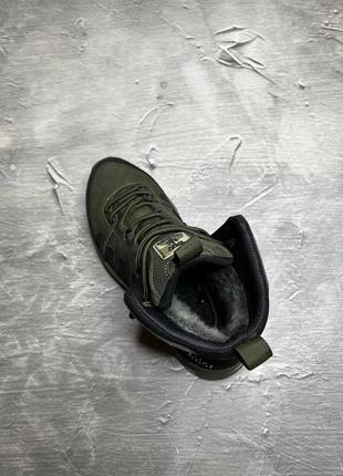 Кожаные мужские зимние ботинки хаки7 фото