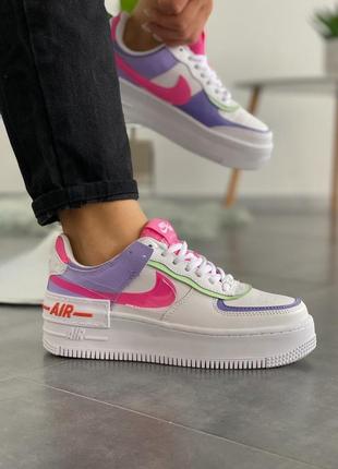 Кроссовки женские  nike air force 1 "shadow" double swoosh sail pink purple