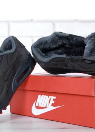 Зимові чоловічі замшеві кросівки з хутром  nike air max 90 vt tweed winter grey в сером цвете 42,2 фото