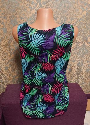 Красивая женская блуза майка в пальмовые листья р.44/46 хлопок блузка4 фото