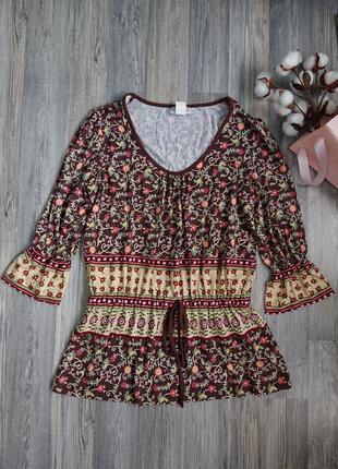 Женская блуза туника в цветы р.46 /48 блузка блузочка