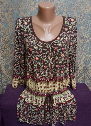 Женская блуза туника в цветы р.46 /48 блузка блузочка4 фото