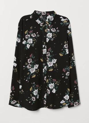 Оверсайз рубашка в цветы рубашка черная h&m