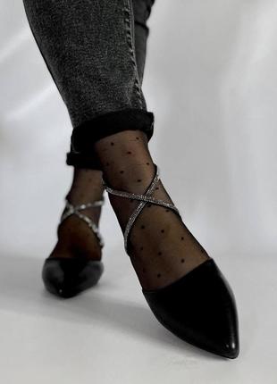 Туфли на каблуках с узким носком черные5 фото