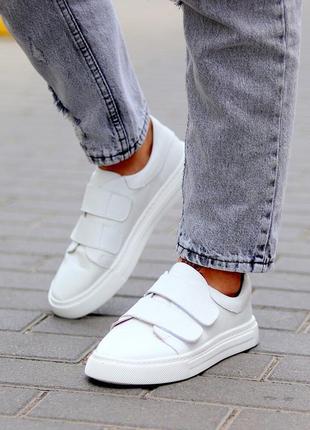 Белые кожаные женские кроссовки1 фото