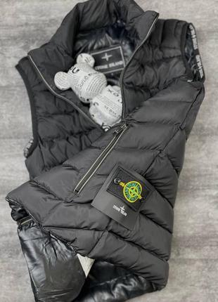 Чоловіча жилетка / якісна жилетка stone island в чорному кольорі на кожен день2 фото