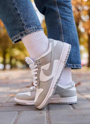 Кроссовки nike sb dunk low retro white grey3 фото