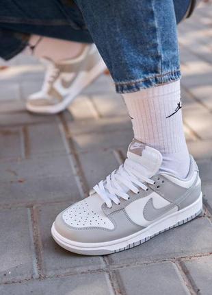 Кроссовки nike sb dunk low retro white grey8 фото