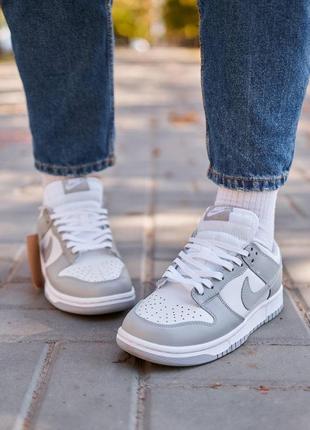 Кроссовки nike sb dunk low retro white grey7 фото