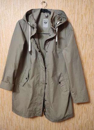 Женская парка куртка ветровка плащ оливкового цвета коттон