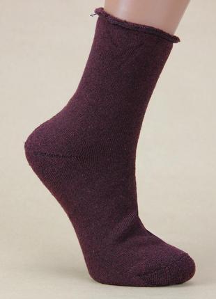 Махрові шкарпетки жіночі медичні зимові 23-25 р. високі без резинки однотонні, бордовий3 фото