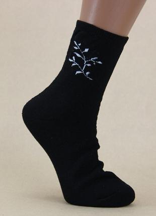 Махровые носки женские зимние 23-25 р. luxe ветвь высокие черный3 фото