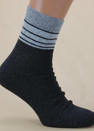 Махрові шкарпетки чоловічі теплі зимові 29-31 р. еліт смуга високі, темні кольори6 фото
