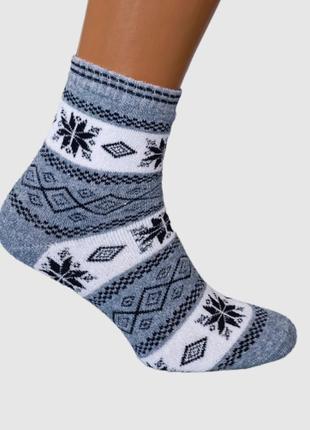 Махрові шкарпетки жіночі зимові орнамент 23-25 р. високі, сірий5 фото